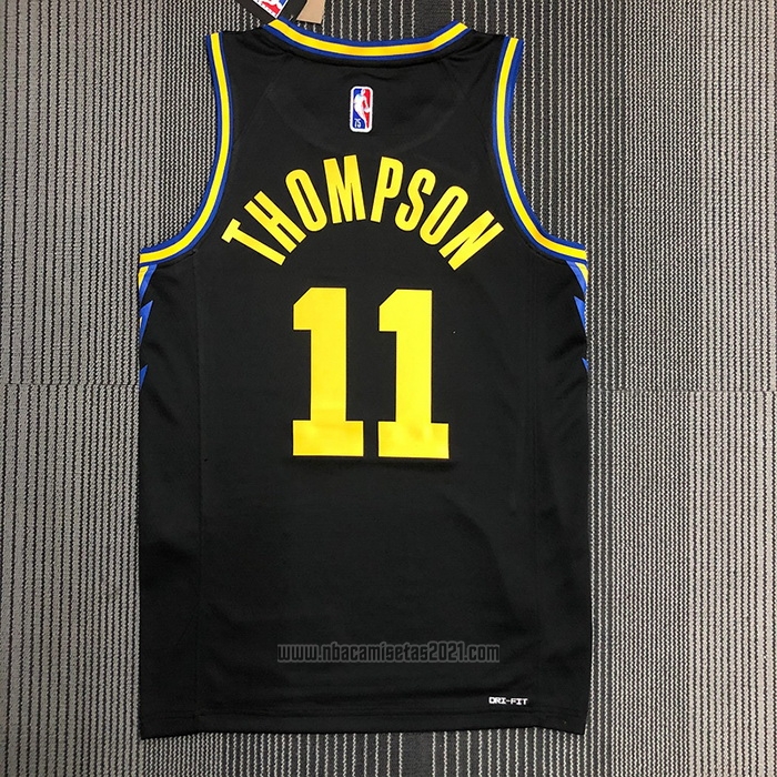 Camiseta Golden State Warriors Klay Thompson #11 Ciudad 2021-22 Negro